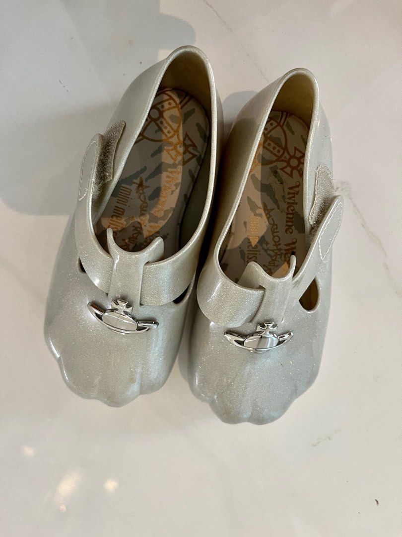 MINI MELISSA Vivienne Westwood silver glitter cub cat paw. US 9 or Eur 25 26 Babies Kids Babies Kids Fashion on Carousell