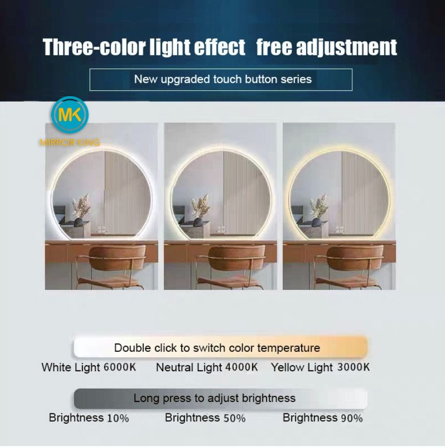 Mirror King LED Semicircle Shape Mirror Wall Mirror Vanity Mirror