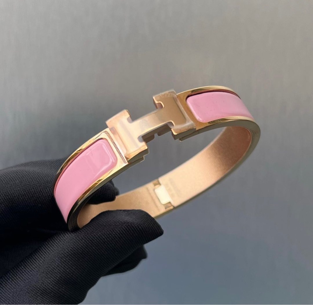 Hermes Clic H Bracelet PM size Rose Dragee, Luxury, Accessories on Carousell