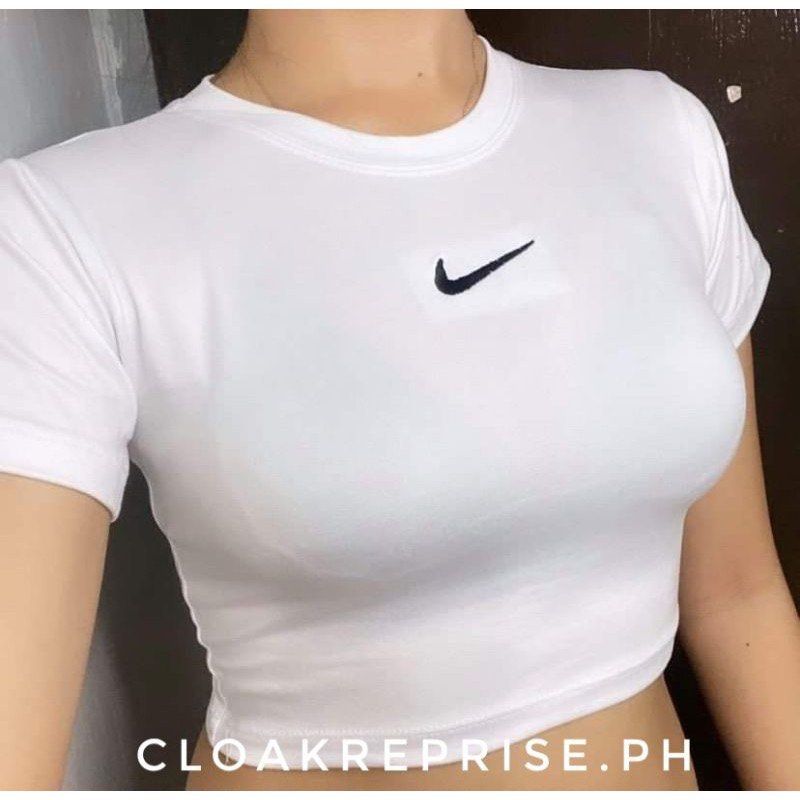 White Nike Swoosh Crop Top