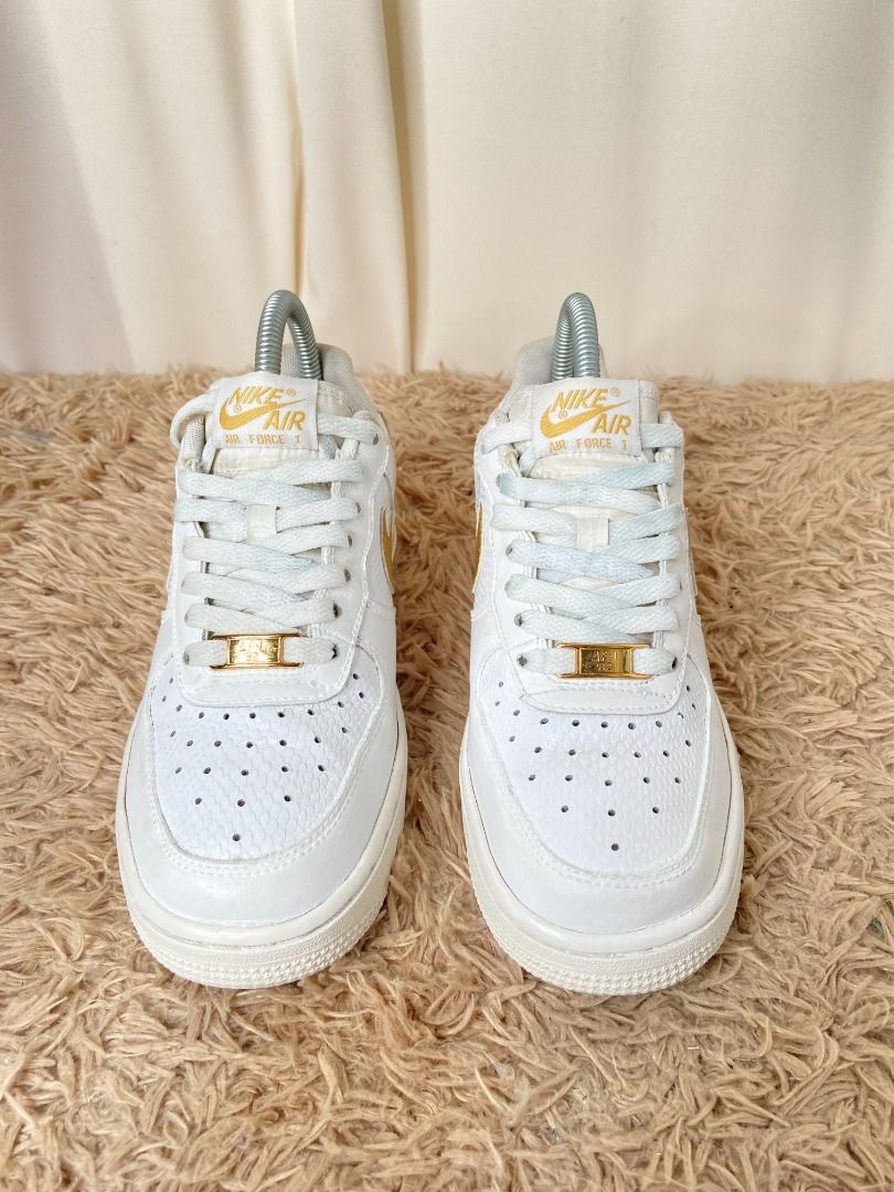 asos nike air force gold and white