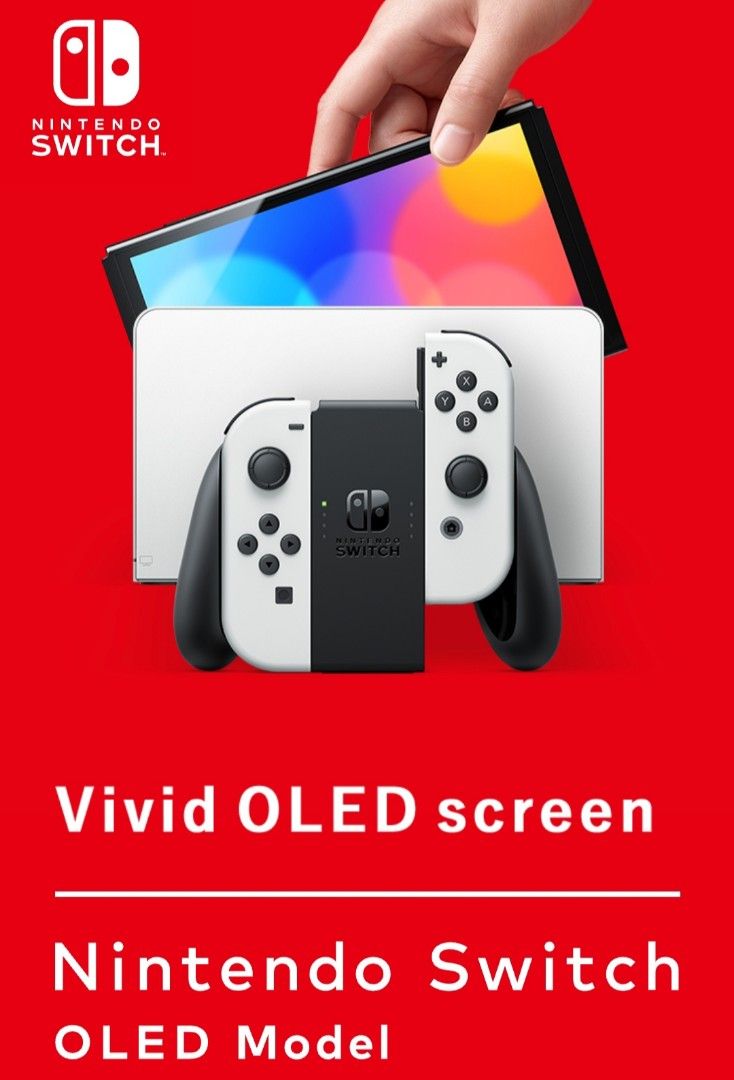 Switch OLED + 2 joy con (JP) (Category: Nintendo) located in Singapore. Submitted by merrypea (Listing ID 1237649531, Image 2). Description: Brand new. Bought in Japan in May 2023. This is a type-A plug, which is two straight prongs, but works with a normal two pin adapter. Voltage/ interface is the same..