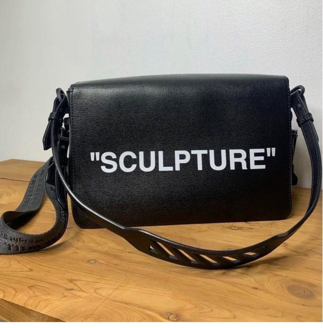 OFF-WHITE Binder Clip Bag Cotton Flower Sculpture Black in Leather