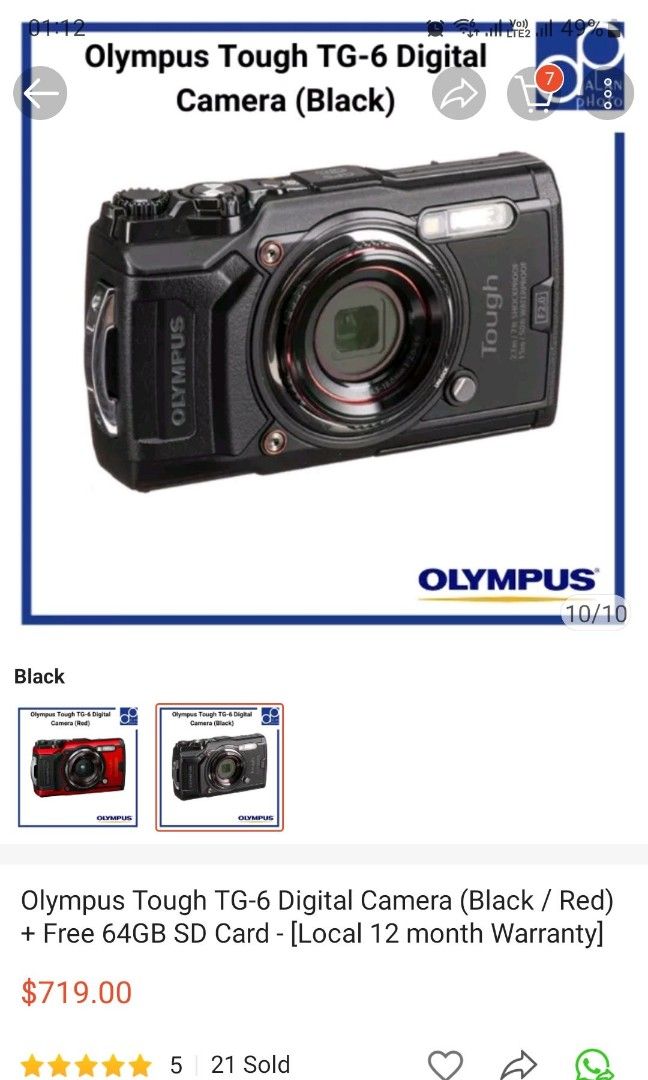 olympus tg6 black