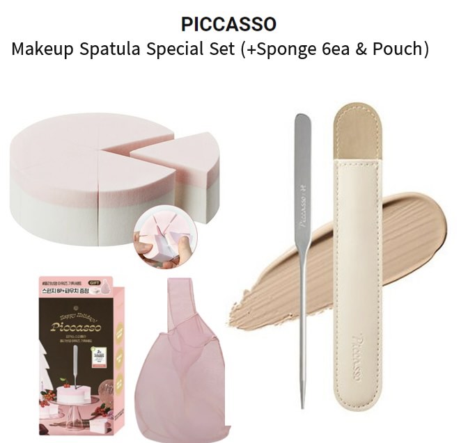 Picasso spatula set with sponge and pouch from Korea, Beauty & Personal