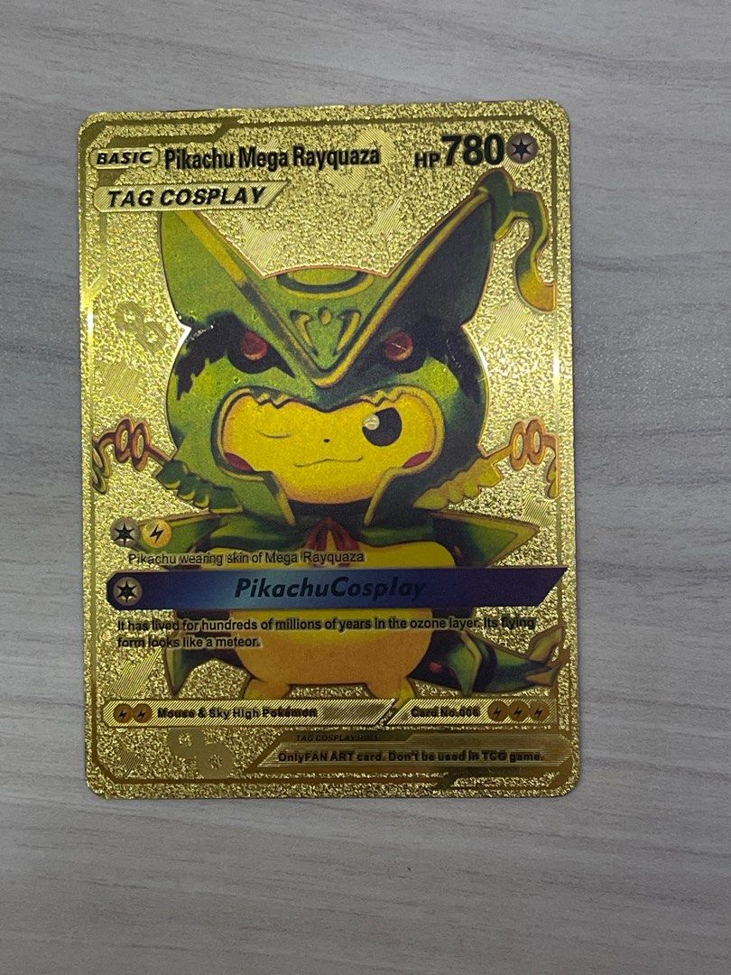 Pikachu Mega Rayquaza gold Pokémon card, Hobbies & Toys, Toys