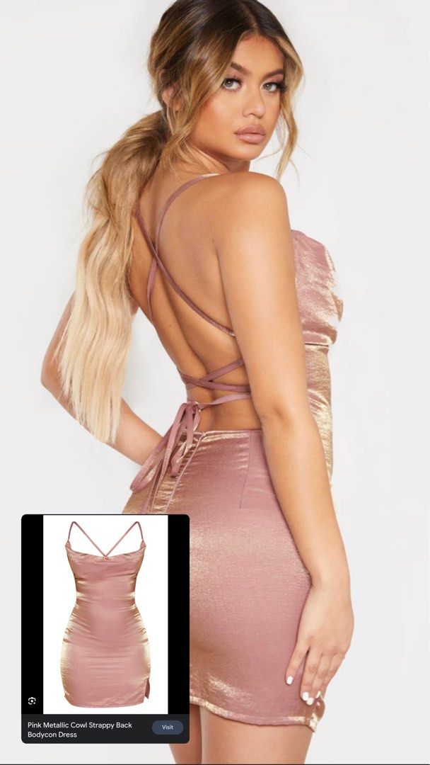 PLT Metallic cowl pink dress Women s Fashion Dresses Sets
