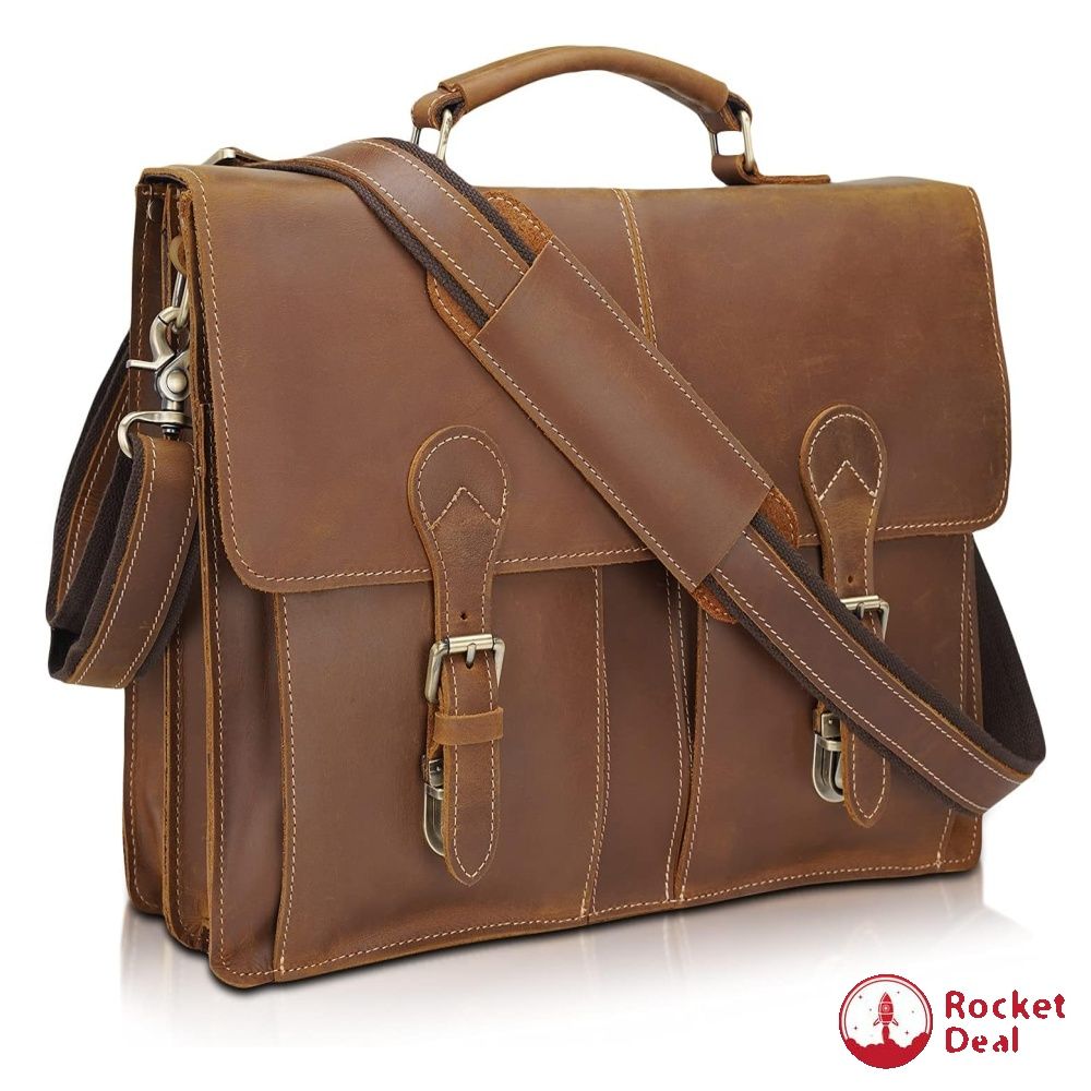 Full grain discount leather messenger bag