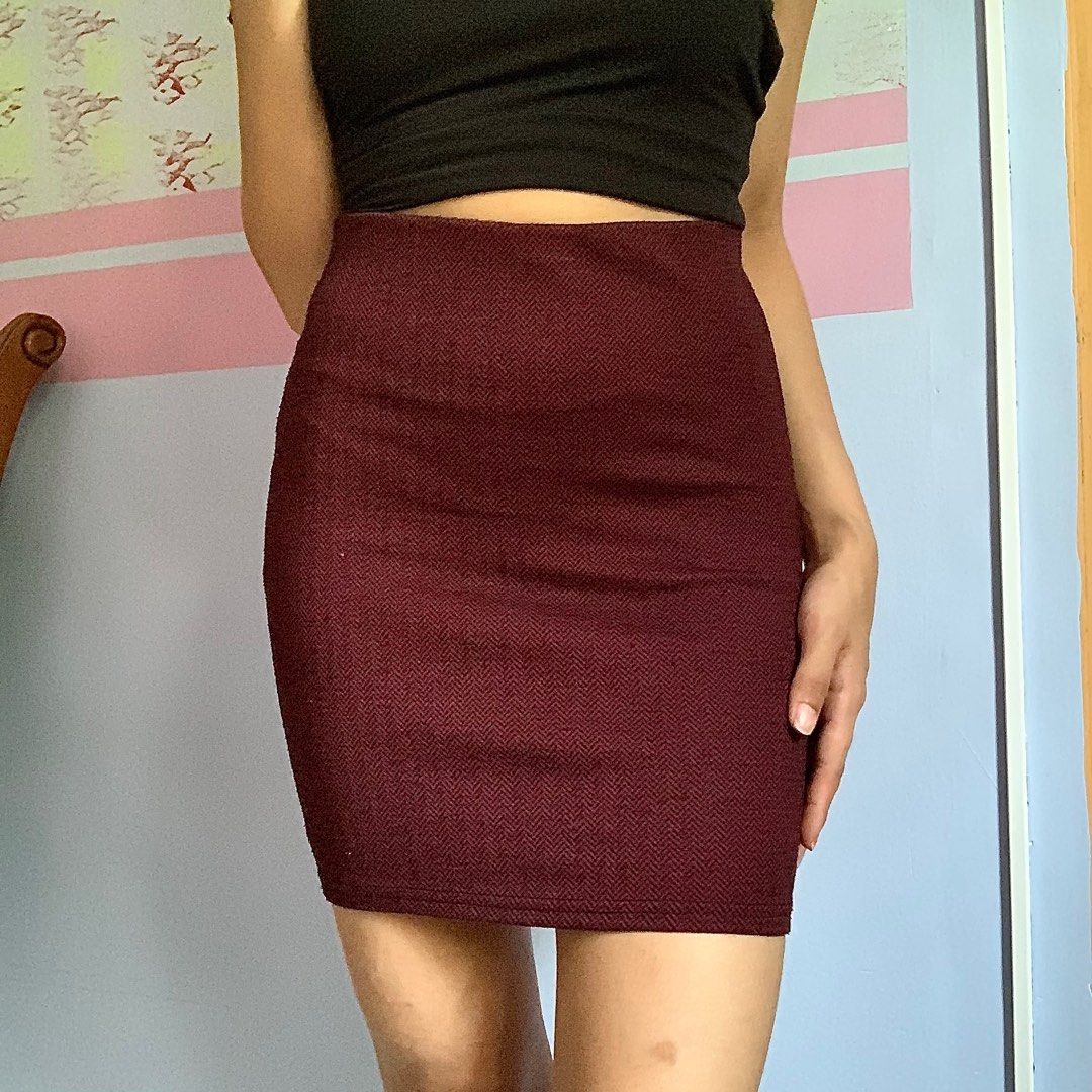 Primark red pencil skirt hot sale