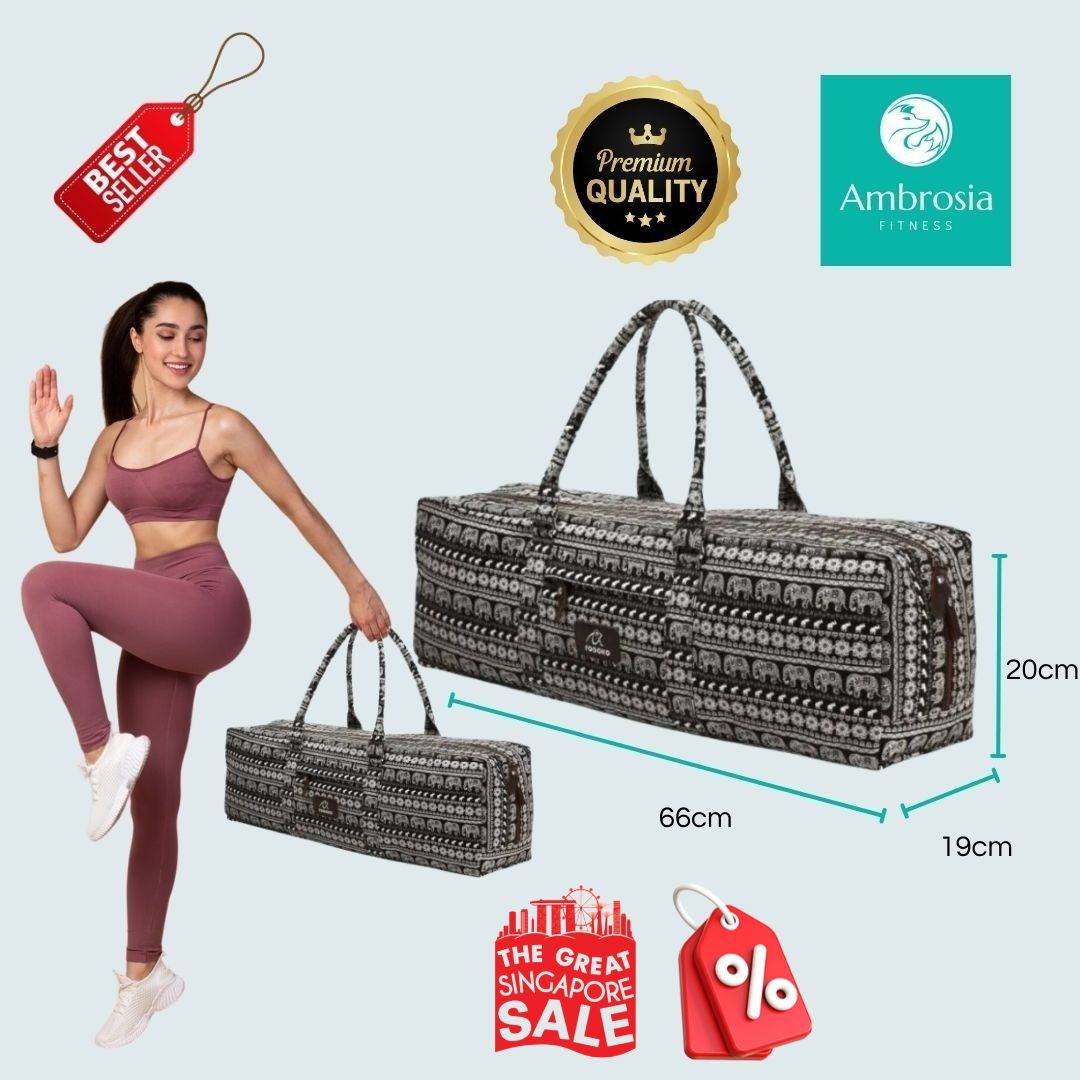 Printed Canvas Large Yoga Mat Tote Bag Sport Gym Storage Bag