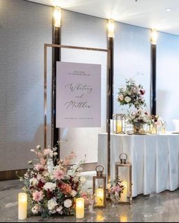 PROMO Wedding Reception Photo table decor and welcome signage with floral RENTAL