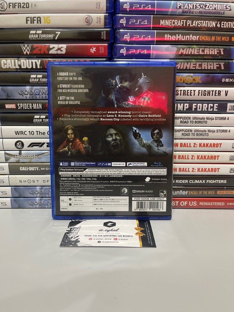PS4 RE2 resident evil 2 R3 asia english chinese cd disc used game