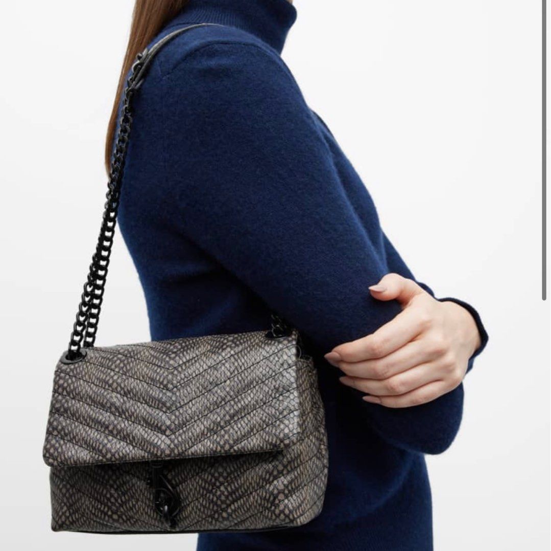 Rebecca Minkoff Edie Flap Snake-Embossed Crossbody bag, Women's Fashion,  Bags & Wallets, Shoulder Bags on Carousell