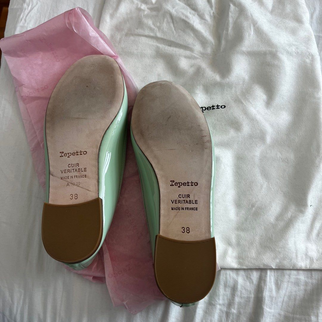 Repetto cendrillon ballerinas leather 薄荷綠/湖水綠芭蕾舞鞋, 女裝