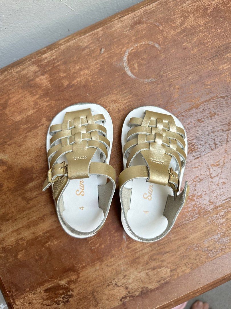 Saltwater Sandals Sailor Gold 4 toddler Babies Kids Babies