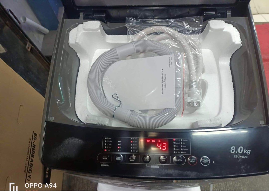 SHARP FULLY AUTOMATIC WASHING MACHINE (Category: Washing Machines and Dryers) located in Dasmarinas. Submitted by arjay0180 (Listing ID 1237541317, Image 3). Description: 📣📣‼️‼️SHARP FULLY AUTOMATIC WASHING MACHINE‼️‼️📣📣🥳🥳🥳 ♻️LOW WATER PRESSURE VALVE,' ♻️TOUGH AND DURABLE RUST PROOF BODY ♻️TEMPERED GLASS LID WITH LID DAMPER 🌱AIR DRY FUNCTION ✅LARGE LED DISPLAY ✅PRESET TIMER 🌱DUAL FILTER(lint and magic filter) ✅MEMORY FUNCTION 🌱TUB CLEAN
