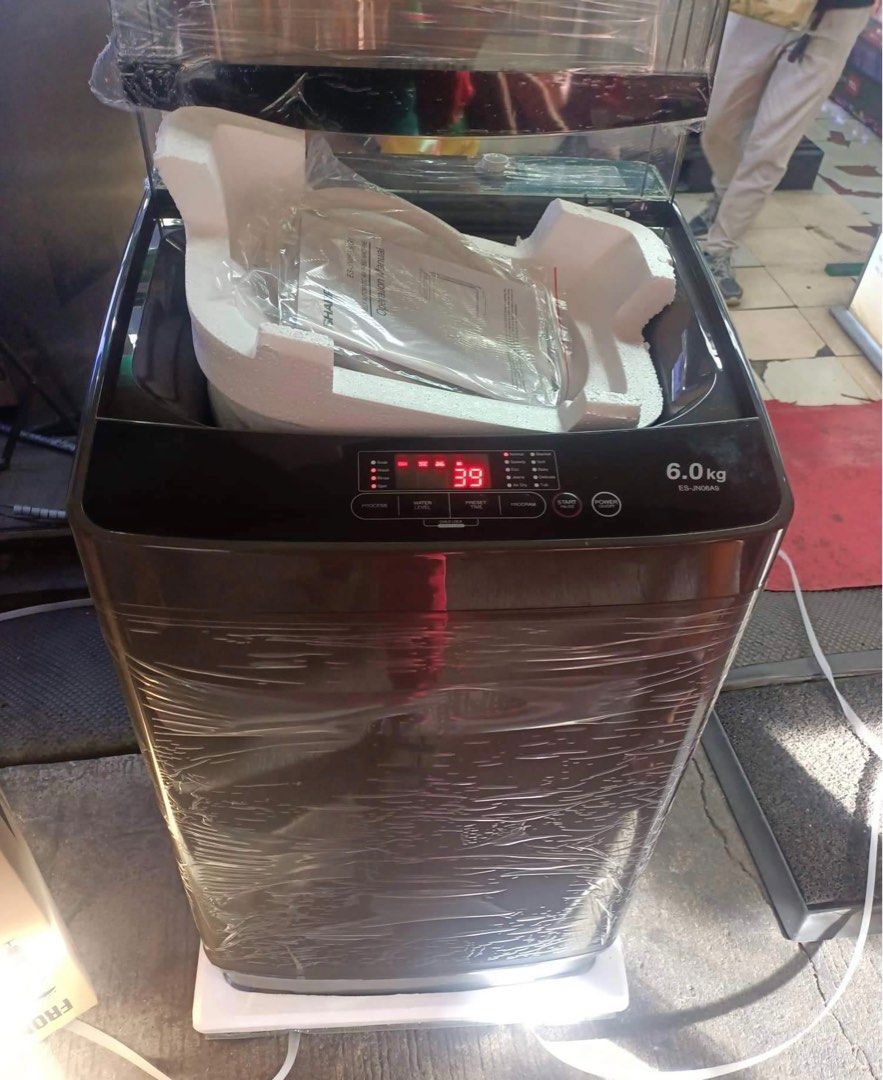 SHARP FULLY AUTOMATIC WASHING MACHINE (Category: Washing Machines and Dryers) located in Dasmarinas. Submitted by arjay0180 (Listing ID 1237541317, Image 2). Description: 📣📣‼️‼️SHARP FULLY AUTOMATIC WASHING MACHINE‼️‼️📣📣🥳🥳🥳 ♻️LOW WATER PRESSURE VALVE,' ♻️TOUGH AND DURABLE RUST PROOF BODY ♻️TEMPERED GLASS LID WITH LID DAMPER 🌱AIR DRY FUNCTION ✅LARGE LED DISPLAY ✅PRESET TIMER 🌱DUAL FILTER(lint and magic filter) ✅MEMORY FUNCTION 🌱TUB CLEAN