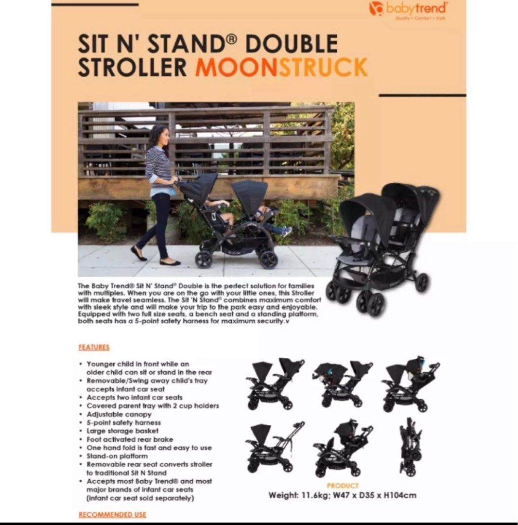 Sit Stand Double Stroller Babies Kids Going Out Strollers