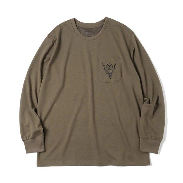 South 2 West 8 L/S Round Pocket Tee - Circle Horn M NEEDLES 尺碼偏