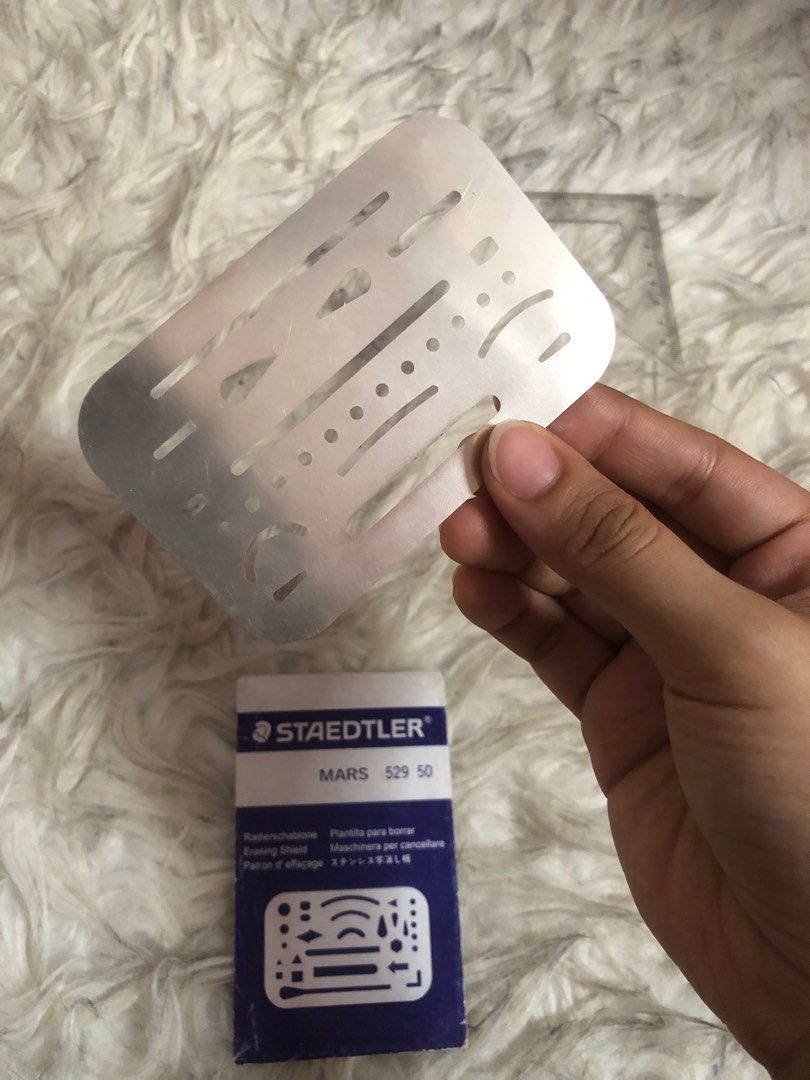 Staedtler erasing shield and triangle set on Carousell
