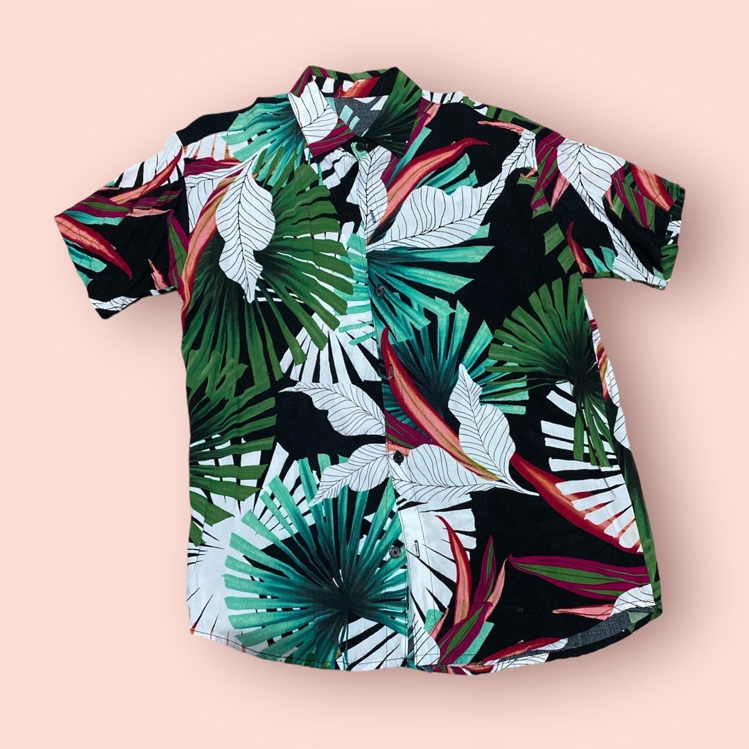 CLEARANCE SALE Summer Floral Challis Button Down Polo for Men
