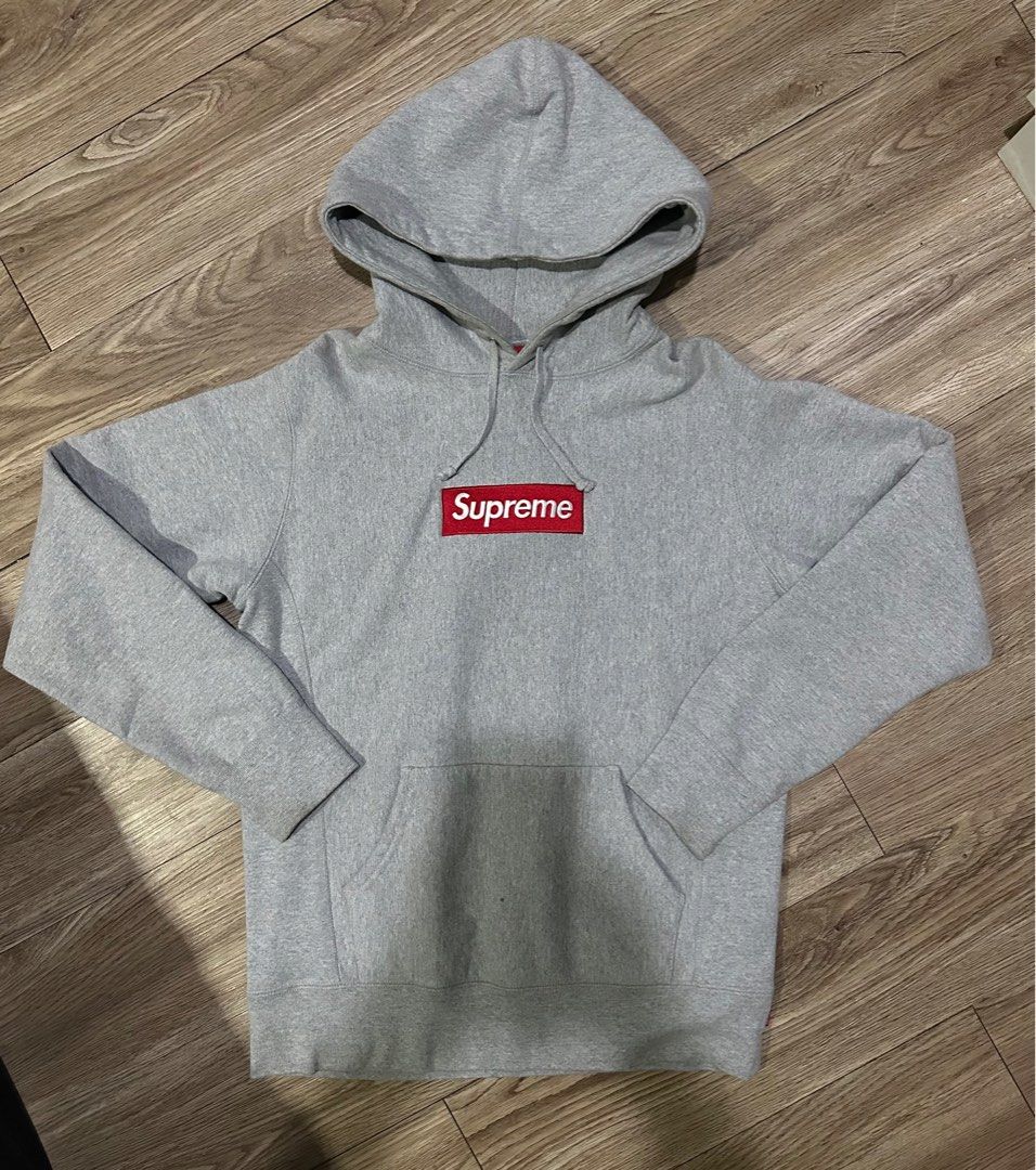 Supreme box logo clearance pullover hoodie heather grey
