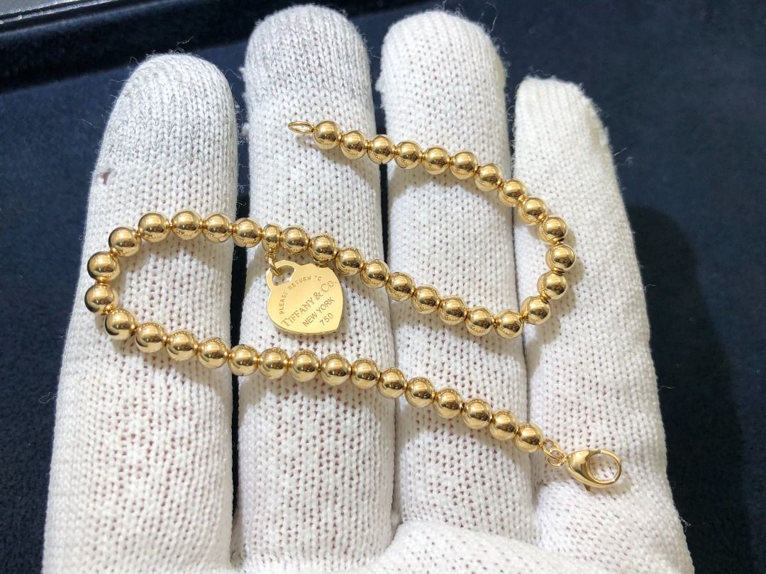 Tiffany and co gold bead bracelet hot sale
