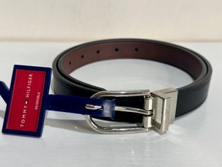 TOMMY HILFIGER SILVER BUCKLE TAN BROWN / BLACK REVERSIBLE LEATHER BELT SMALL S