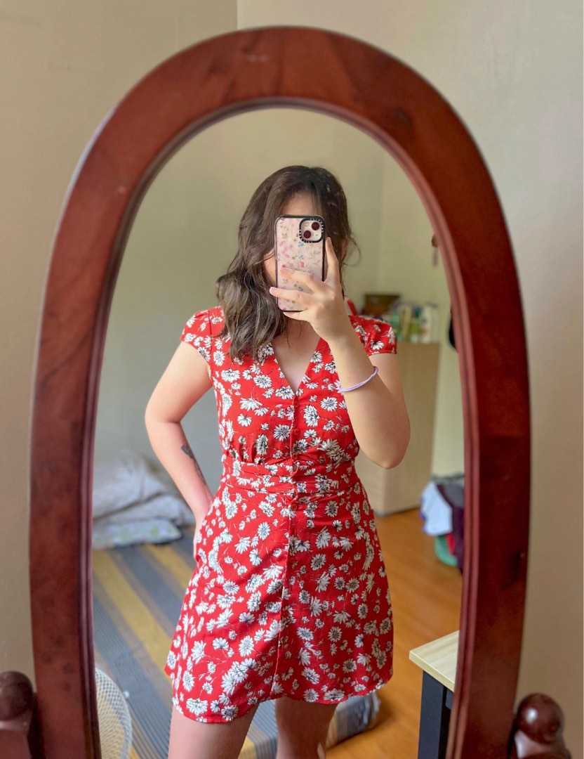 Topshop Petite Red Floral Dress Women s Fashion Dresses Sets