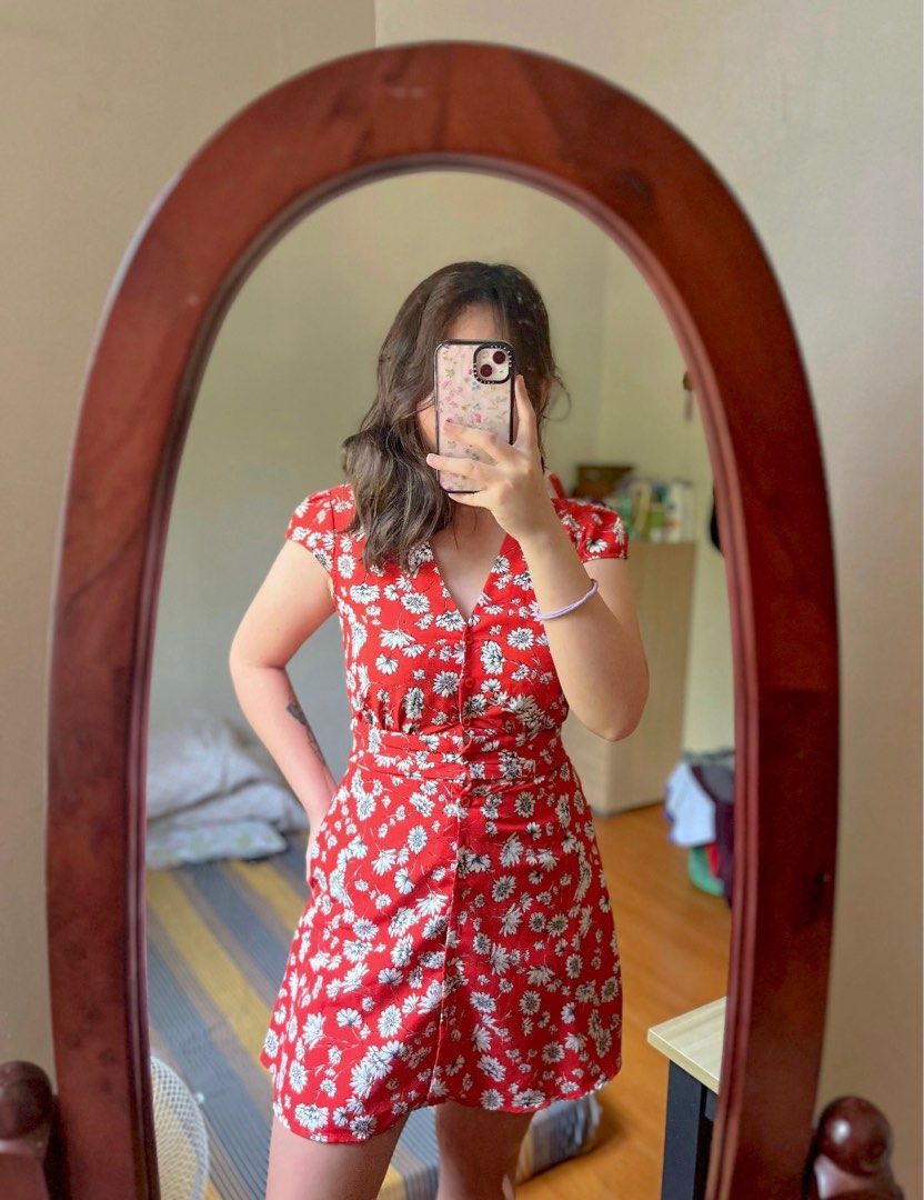 Topshop Petite Red Floral Dress