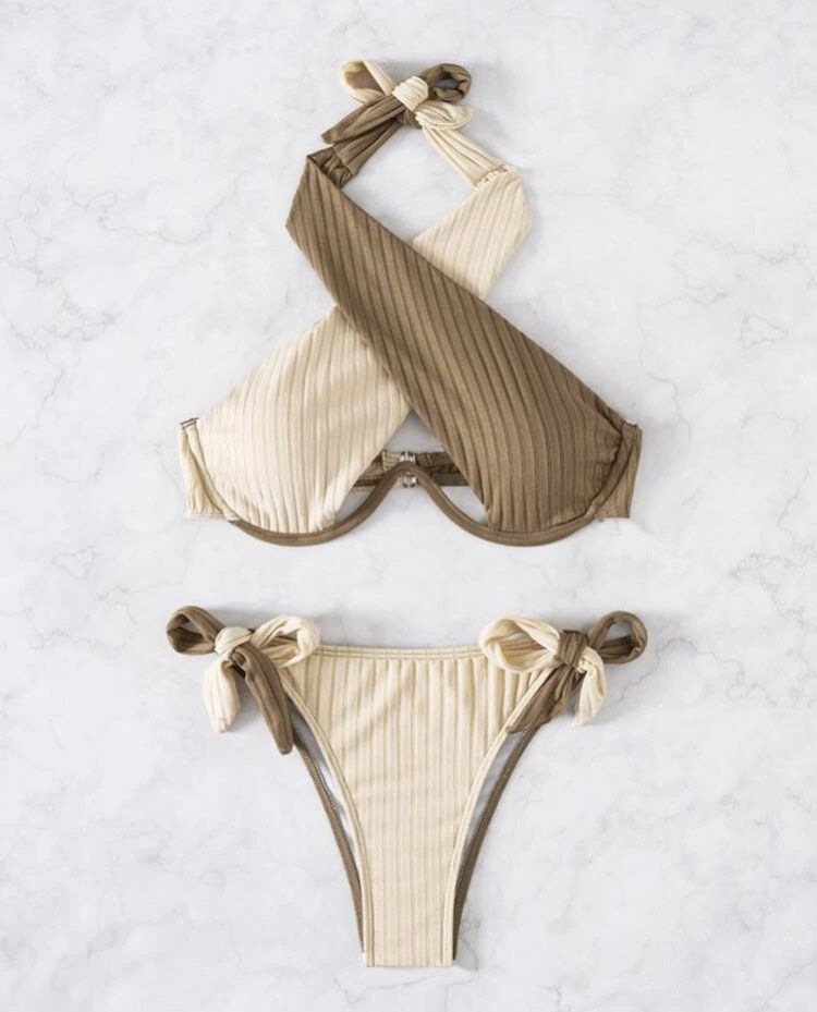classic snakes crisscross bra-style bikini top Images... Two Tone Bikini Set Crisscross Cut Out Underwire Bra Top & Tie Side ...
