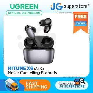 UGREEN HiTune X6 Hybrid Active Noise Cancelling Wireless Earbuds with 26 Hrs Playback, 6 Mics for Clear Calls, 10mm DLC Drivers, Deep Bass, Low Latency, Game Mode and Touch Controls | 90242 | JG Superstore