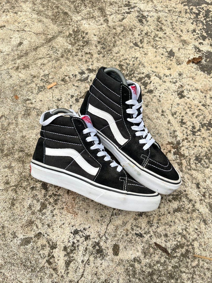 Vans Sk8 Hi Black white second original on Carousell
