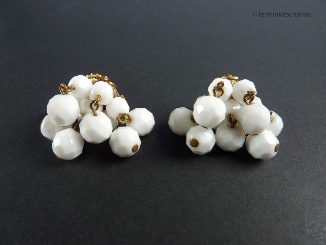 White clip on earrings shop