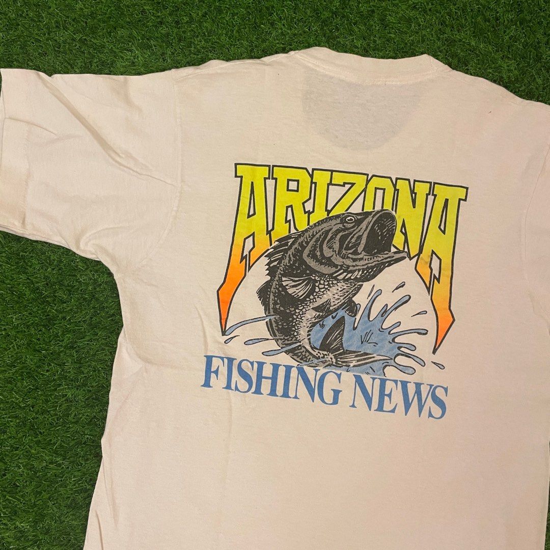 Vintage 90s Arizona Fishing News Mullet Tee, Men's Fashion, Tops