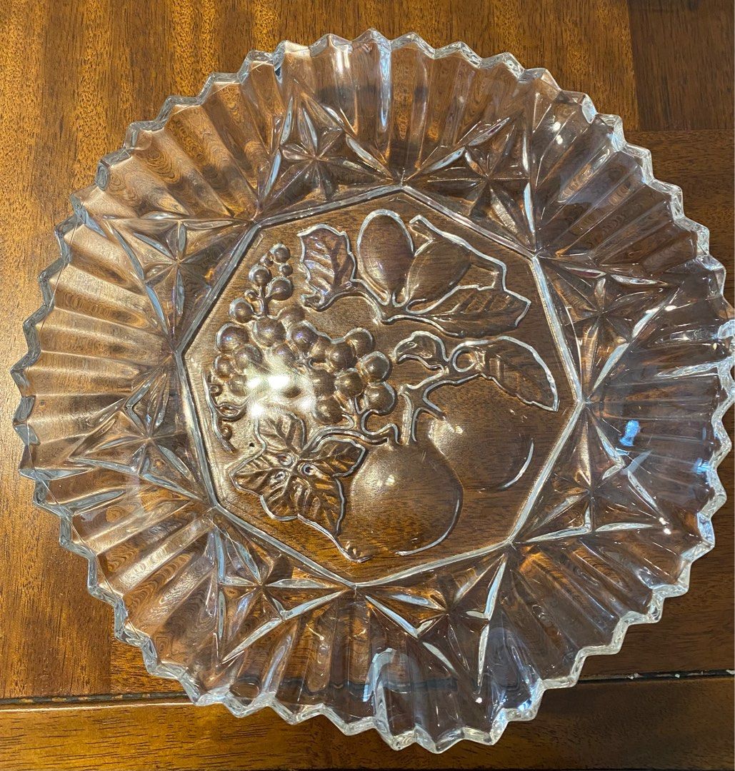 Vintage glass fruit bowl and platter, Furniture & Home Living