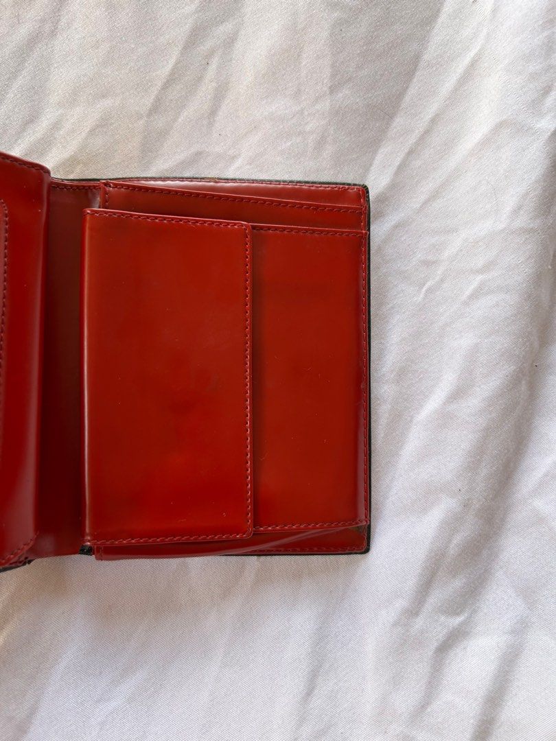 Red Leather Bifold small and compact wallet