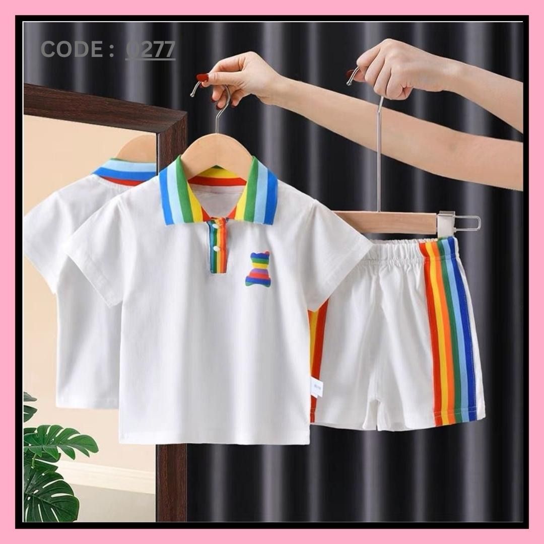 White shop rainbow shorts
