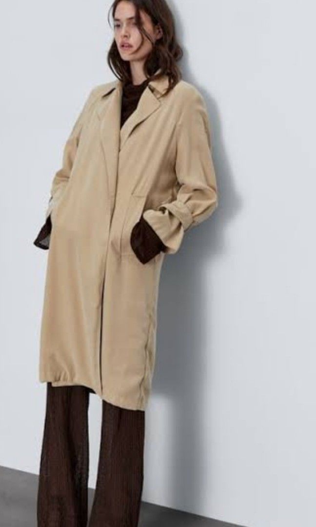 Zara Flowy Trench Coat with Pocket, size S, LD 110 cm (armpits to