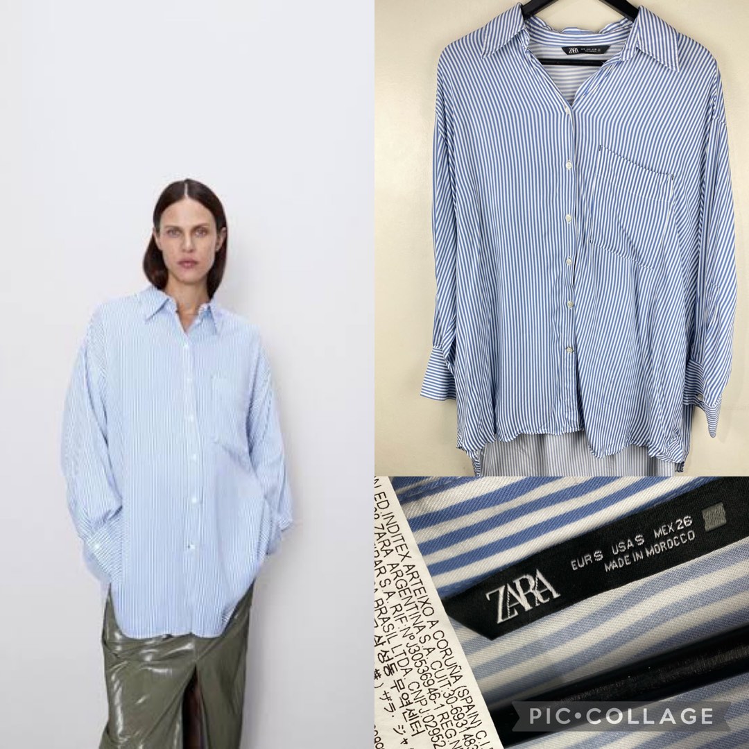 ZARA OVERSIZED PINSTRIPE TOP on Carousell