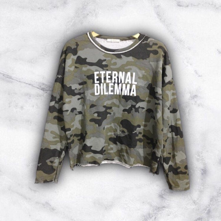 ZARA Trafaluc Eternal Dilemma Sweater Army Camo Sweatshirt
