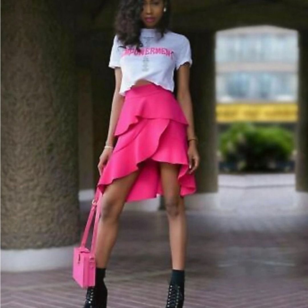 Pink ruffle deals skirt zara