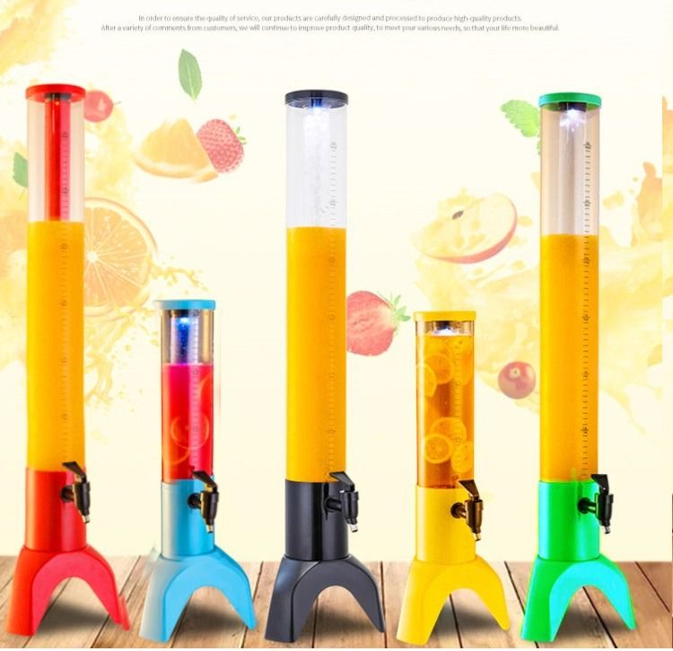 1.5L 3L Juice Drink Tower Beer Tower with Ice Tube Beverage