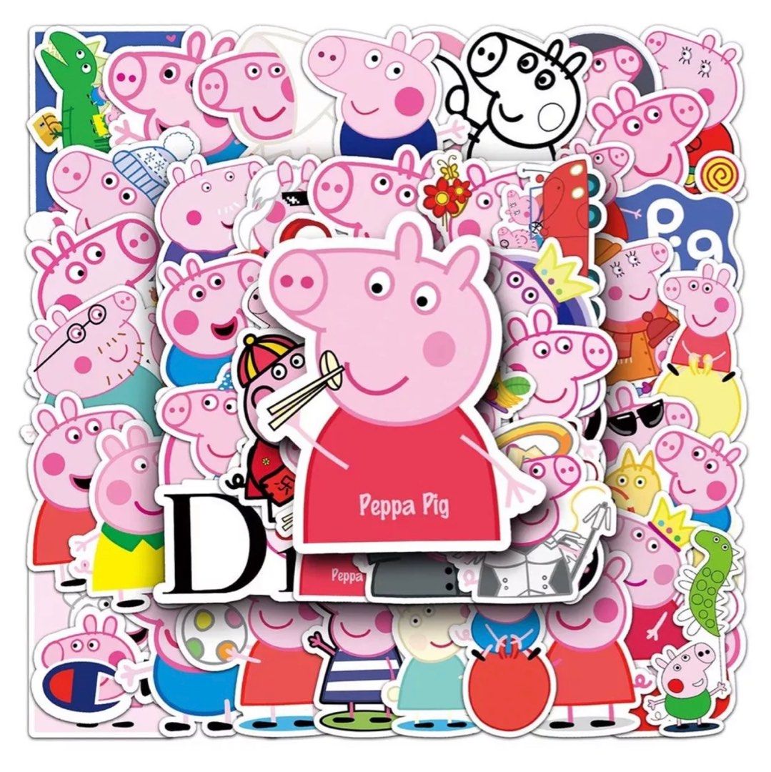 50 Pieces/set of Peppa Pig Stickers Cute Graffiti Cartoon Mobile Phone  Water Cup Notebook Suitcase Waterproof Decorative Sticker - AliExpress
