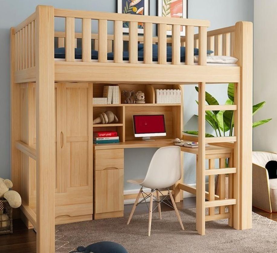 🛏️ Loft Bed L3 Solid Wood Upper And Lower Table High And Low Bunk Bed  Multifunctional 🛏️ Dormitory Combination Under The Empty Bed Loft Bed Desk  Wardrobe Integrated, Furniture & Home Living,