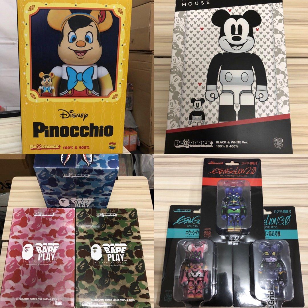 全新Medicom Bearbrick Be@rbrick Disney 木偶Pinocchio Bape Ape