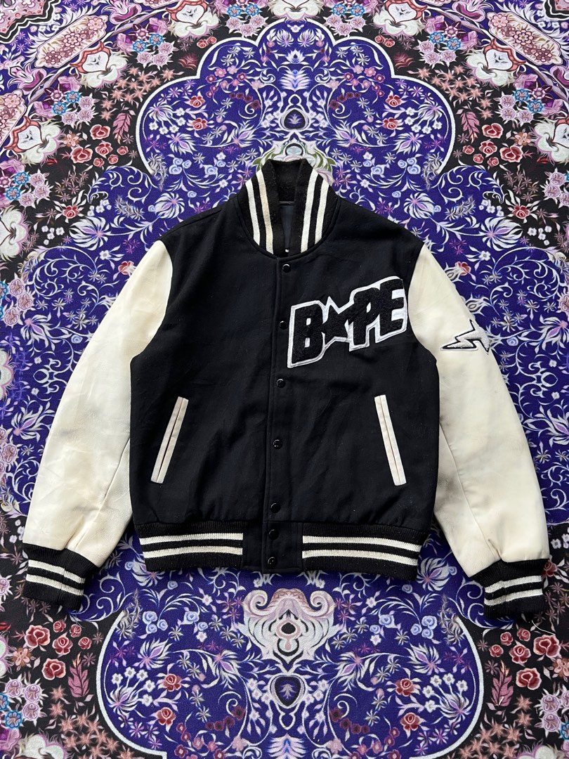 Bathing ape letterman jacket store