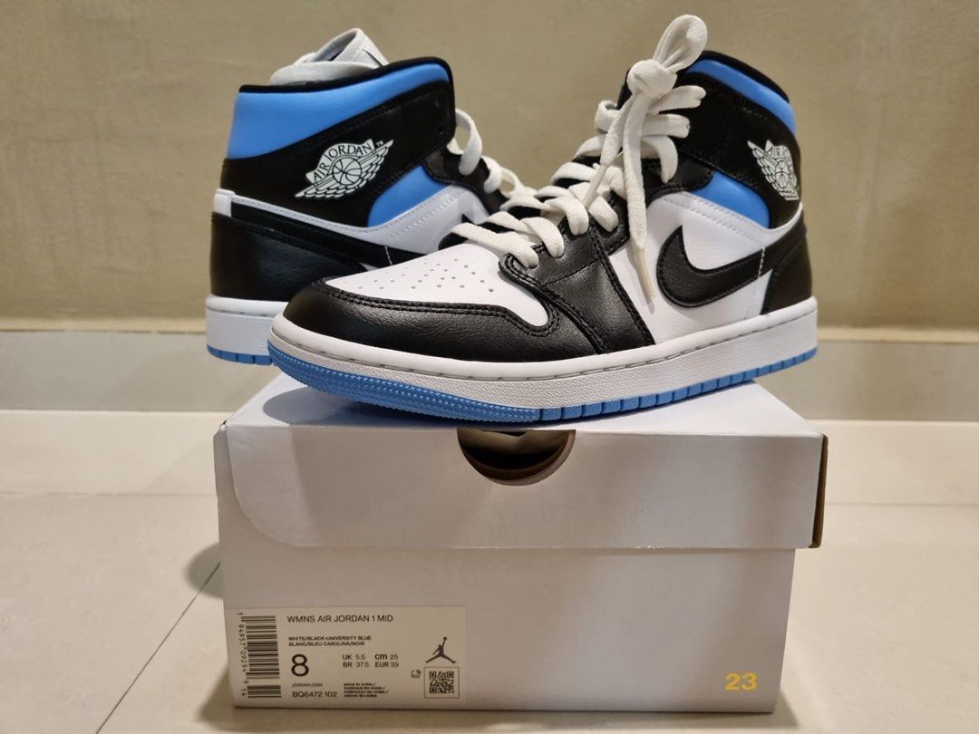 Air Jordan 1 Mid University Blue Black and White