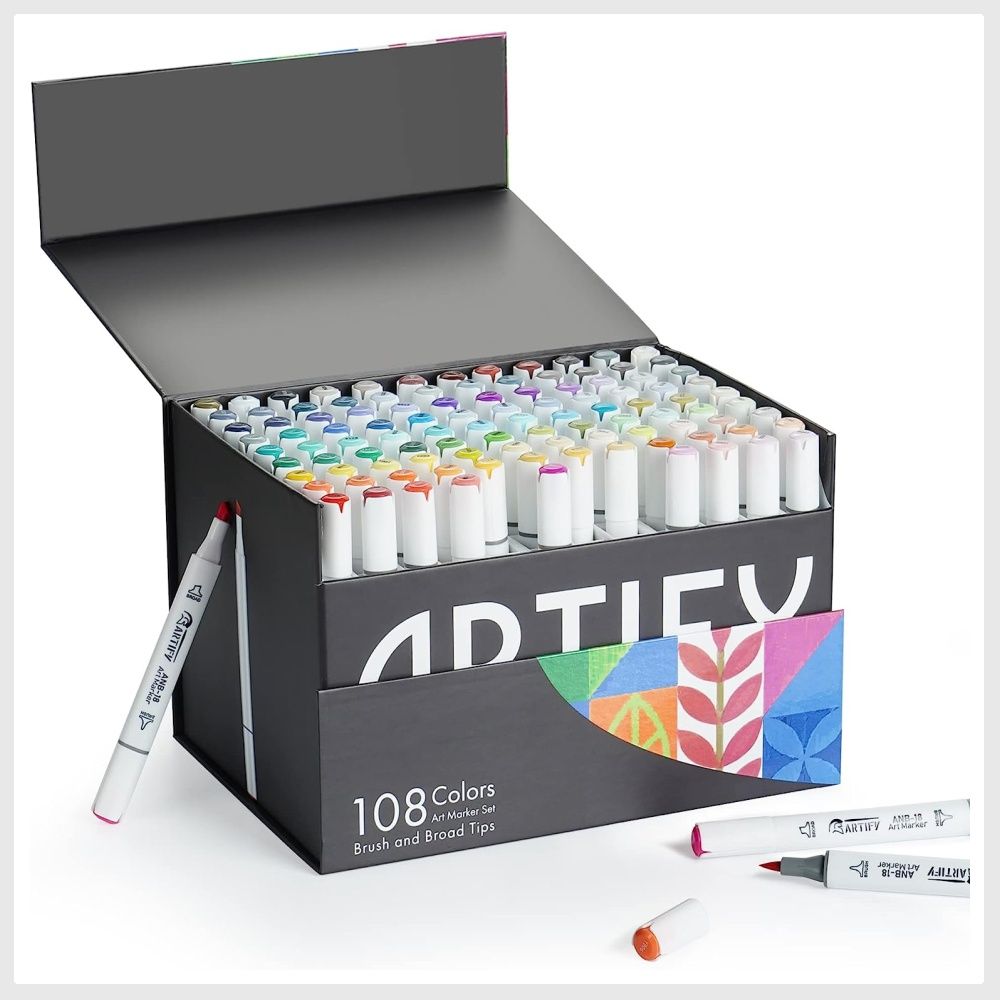 ARTIFY Alcohol Brush Markers, Brush & Chisel Dual Tips Professional Artist  Markers, Drawing Marker Set with Carrying Case for Adult Coloring and