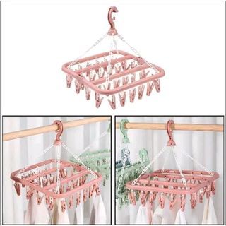 ￼baby hanger Plastic Laundry Hanger with Clips, Foldable Clip Hangers with 32 Clips, Windproof Hook
RS 100